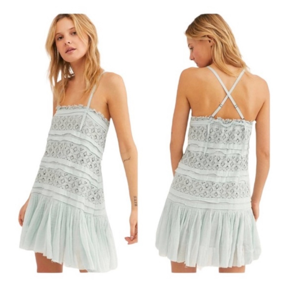 Free People Shailee mini slip dress mint green